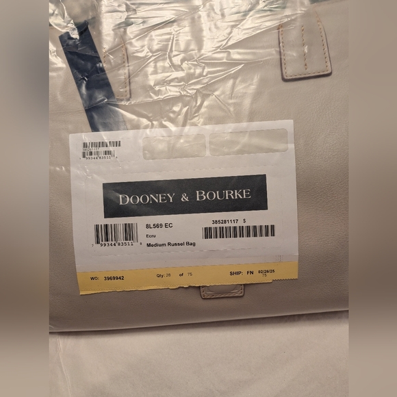 Dooney & Bourke Medium Russel Florentine Leather Tote in ECRU  - NWT - Picture 8 of 8
